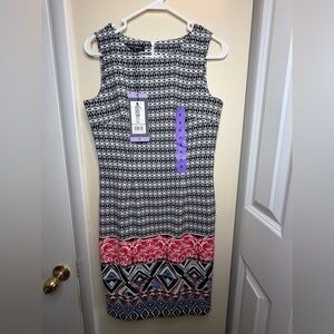 Mario Serrani Black and Red Patterned Midi Dress